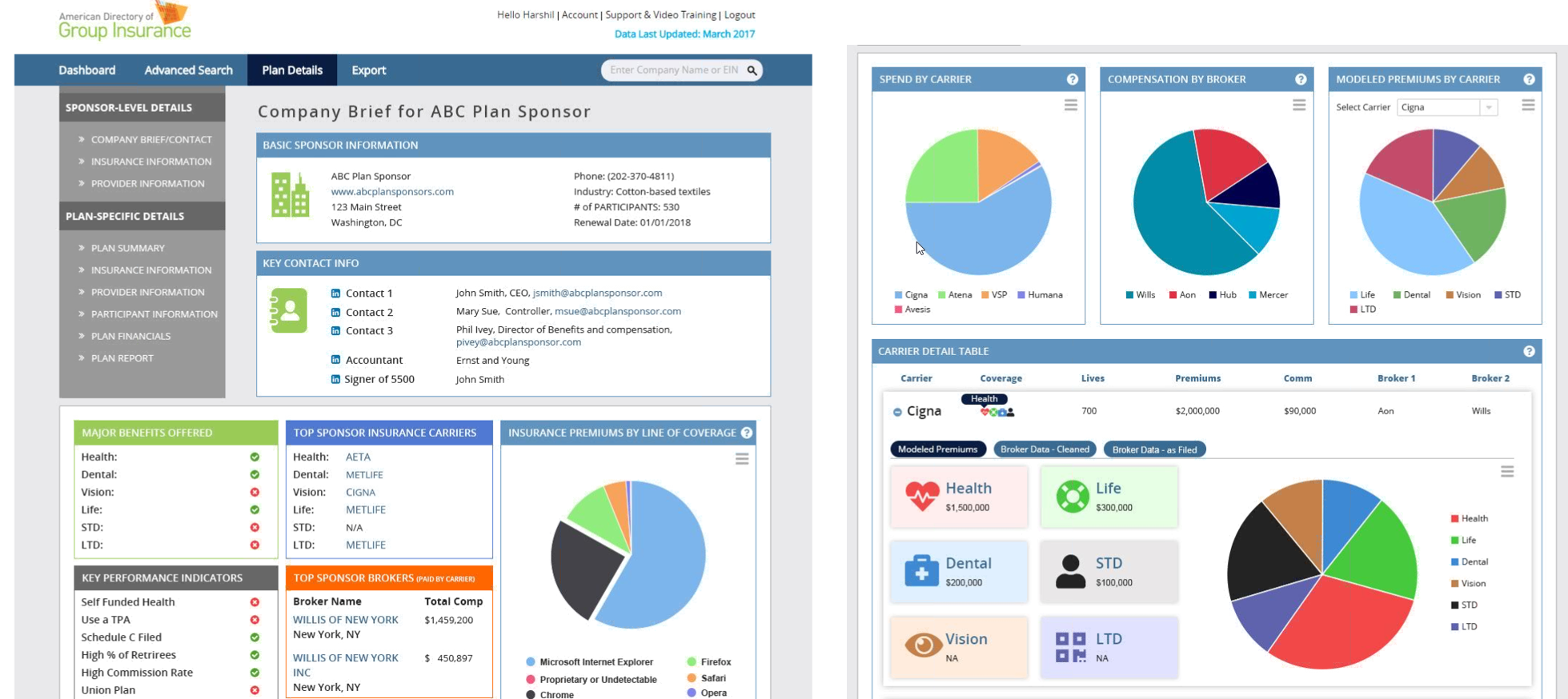 Screenshots of Group Insurance 3.0 Mockup